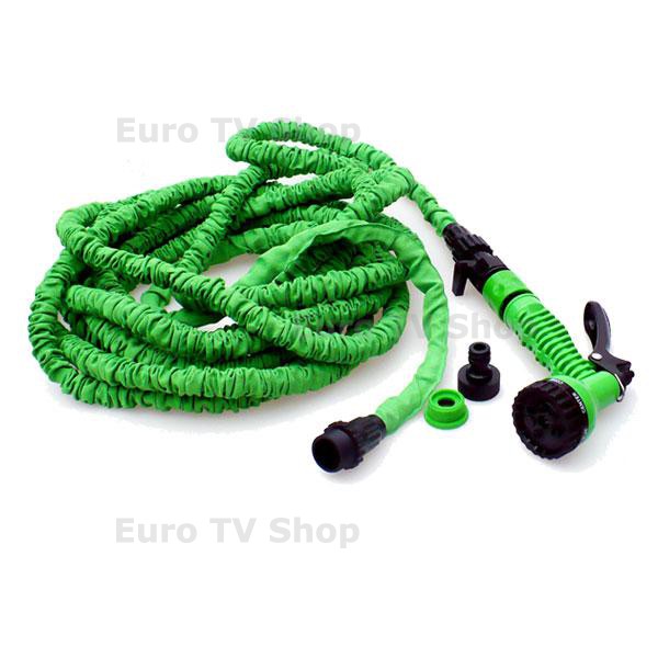 Градински разтегателен маркуч 22 м – лек, не се усуква, с пистолет